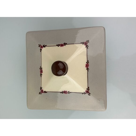 Weil Ware Oriental Cherry Blossom Ceramic Lidded Trinket Box Square Flaws READ - Picture 5 of 16